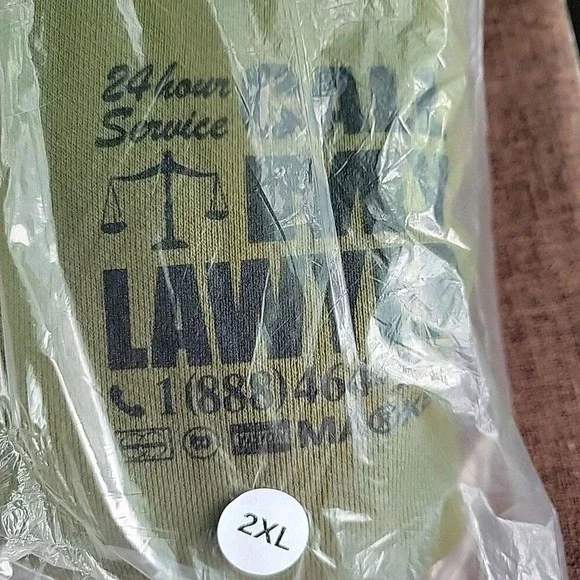 Chinatown Market "Call My Lawyer" Graphic Hoodie Olive Green Men's Size 2XL NEW! - Picture 3 of 6